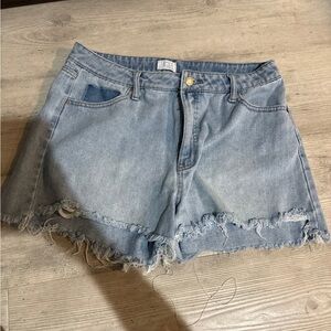 Denim Frayed Hem Women Shorts